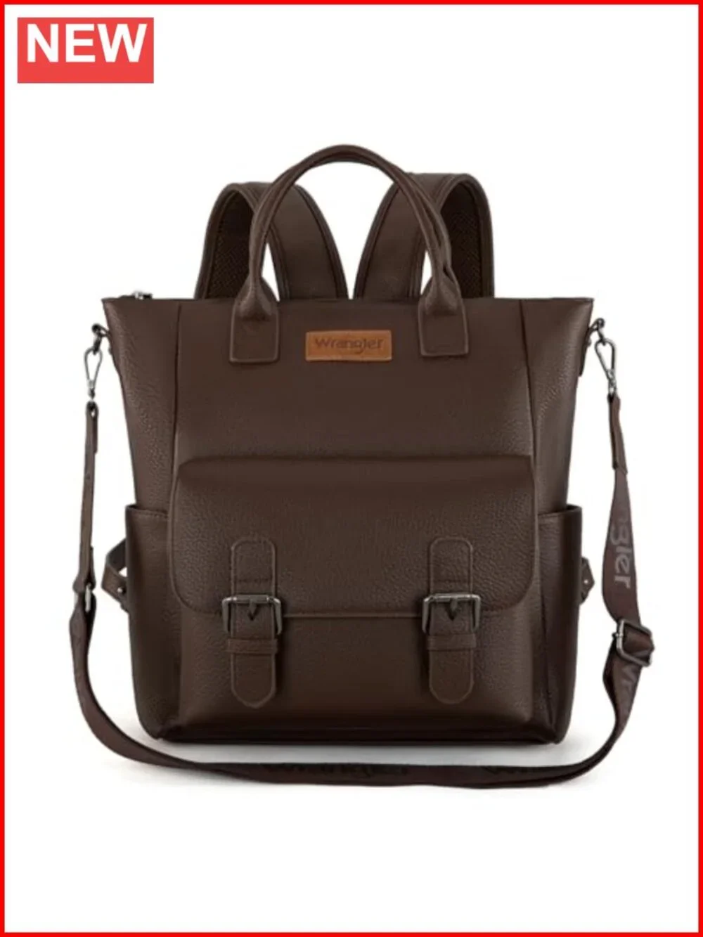 Faux Leather Convertible Backpack Purse with Crossbody Strap for Work Travel